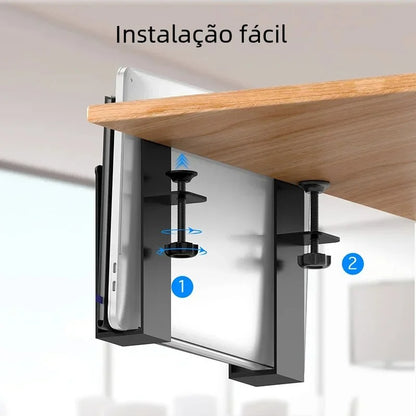 Under Table Laptop Holder Portable Notebook Storage Shelf Rack Desk Side Bracket Clamp Stand Desktop Organizer For Home Office