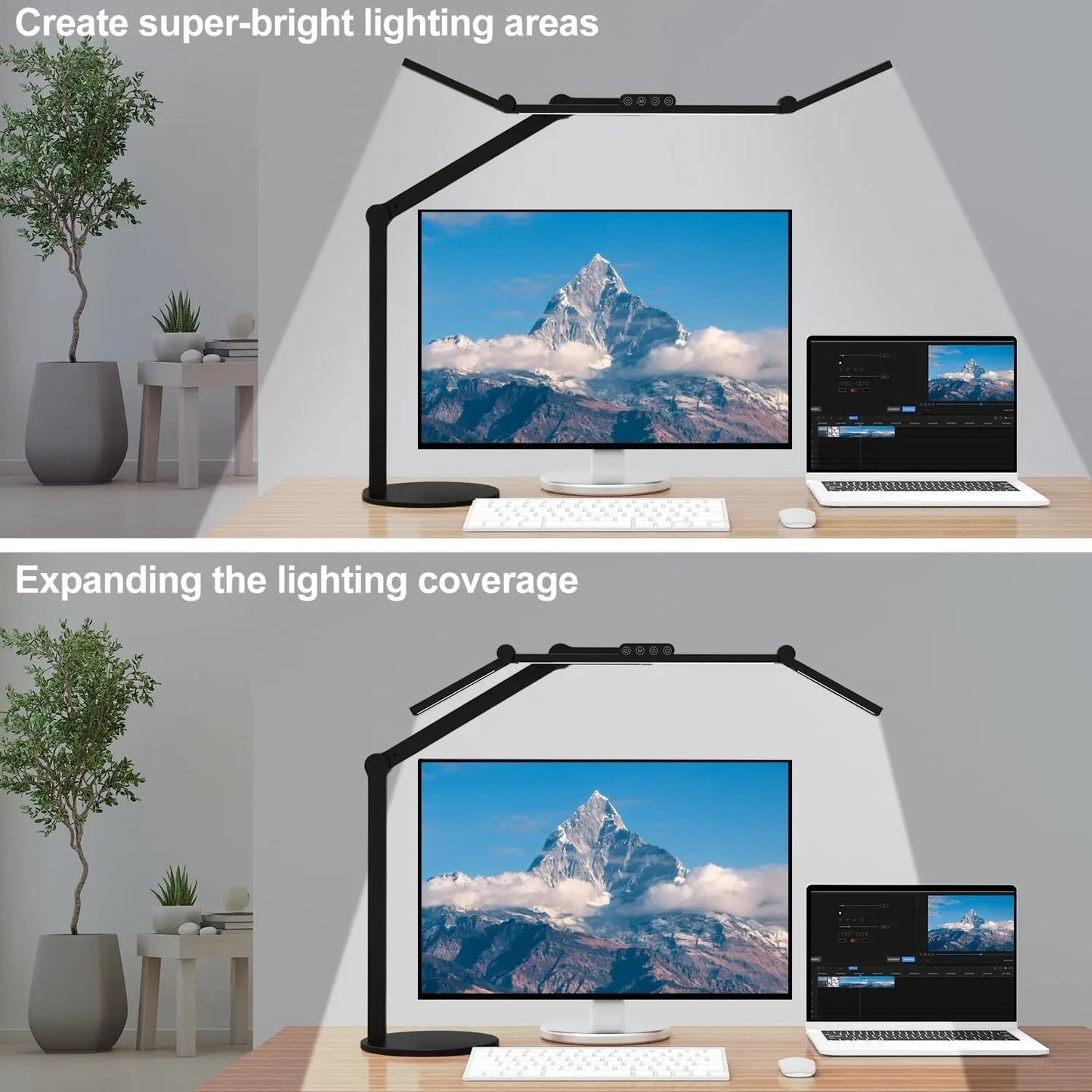 Desk Lamp with Atmosphere Lighting Adjustable Led Desk Light for Home Office with Base 24W Bright Auto Dimming Table Light with