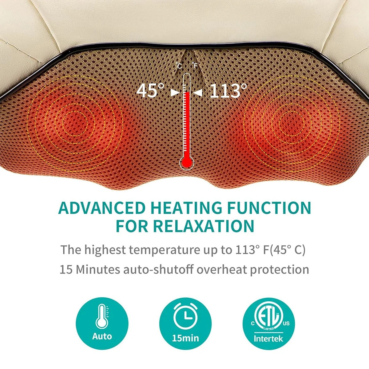 Nekteck Shiatsu Back Shoulder and Neck Massager 3D Electric Full Body Massager with Heat Deep Tissue Kneading Pillow Massage