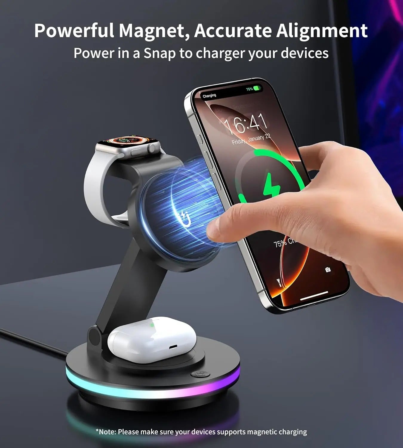 Wireless Charging Station for iPhone 15/14/13/12 iWatch Airpods