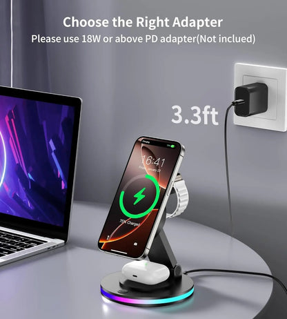 Wireless Charging Station for iPhone 15/14/13/12 iWatch Airpods